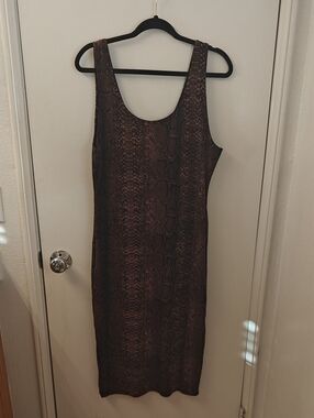 NWOT Bar III Brown Snake-Print Tank Bodycon Dress